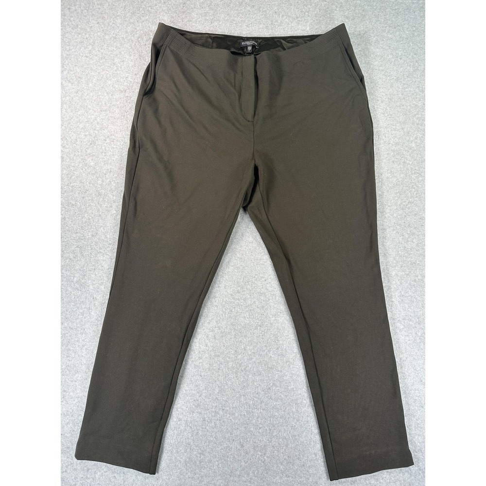 Eileen Fisher Ponte Ankle Pants Womens 1X Green Pull On Elastic Waist Stretch